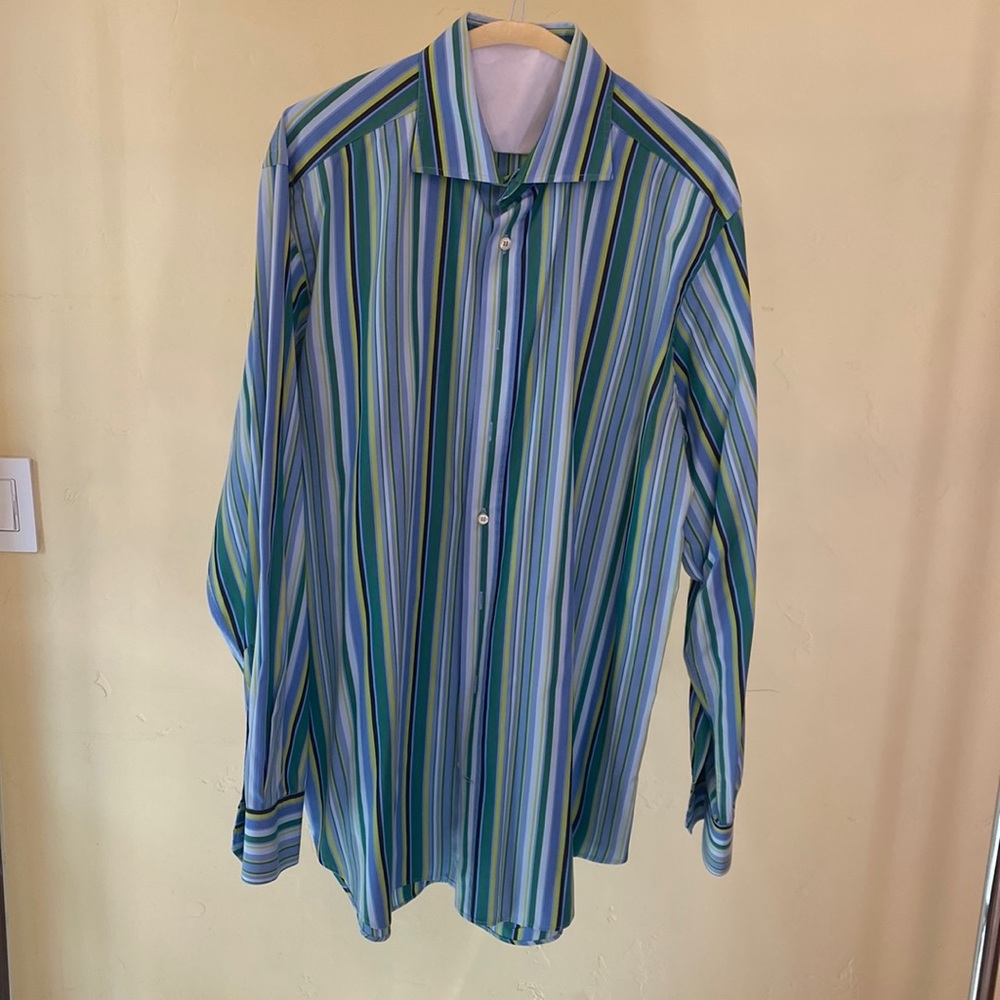 Etro Long Sleeve Striped button down dress shirt, size 42.